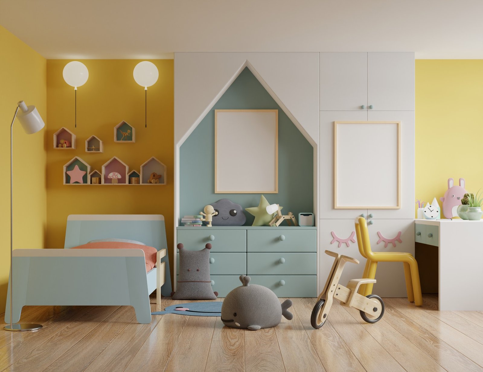 Helles, sicheres Kinderzimmer ohne Feuchtigkeit